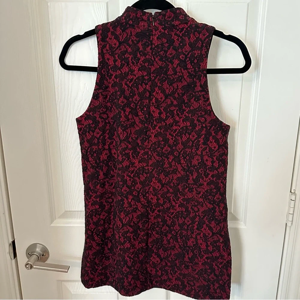 2-Piece Michael Kors Lace Jacquard Matching Set | Tunic + Trousers | Black/Red